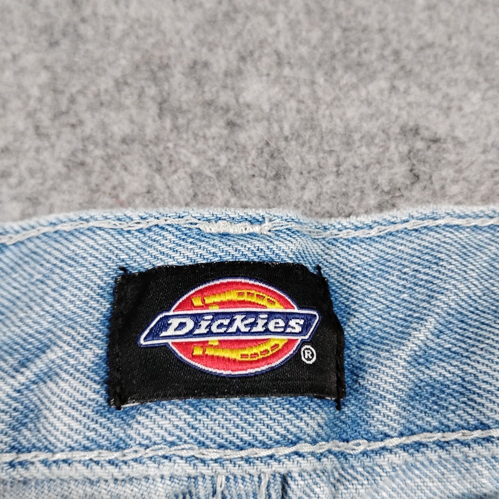 Dickies Double Knee Denim Jeans Mens 32x30 Light Wash Blue Skate Distressed Work - Picture 2 of 16
